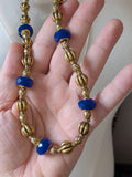 Long Renaissance Necklace - Antique Gold and Sapphire