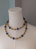 Long Renaissance Necklace - Antique Gold and Sapphire