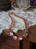 Light Pink Swarovski Crystal Collet Necklace - Medium Octagon
