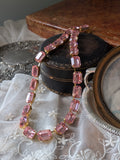 Light Pink Swarovski Crystal Collet Necklace - Medium Octagon