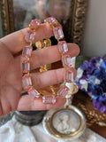Light Pink Swarovski Crystal Collet Necklace - Medium Octagon
