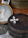 Clear Crystal Cross Pendant - Tiny Oval Stones