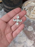 Clear Crystal Cross Pendant - Tiny Oval Stones