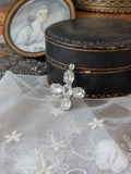 Clear Crystal Cross Pendant - Tiny Oval Stones