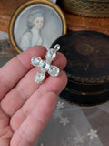 Clear Crystal Cross Pendant - Tiny Oval Stones