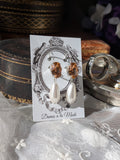 Peach Pink Crystal and Pearl Dangles - Medium Oval Stones, Large Pearls
