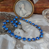 Sapphire Blue Swarovski Crystal Collet Necklace - Small Round