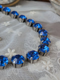 Sapphire Blue Swarovski Crystal Collet Necklace - Small Round