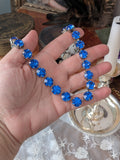 Sapphire Blue Swarovski Crystal Collet Necklace - Small Round
