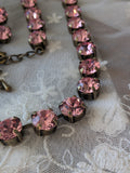 Light Pink Swarovski Crystal Collet Necklace - Small Round
