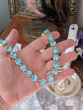 Aqua Blue Swarovski Crystal Collet Necklace - Small Round