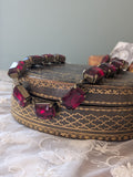 Dark Pink Aurora Crystal Collet Necklace - Large Octagon
