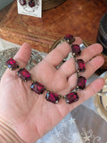 Dark Pink Aurora Crystal Collet Necklace - Large Octagon