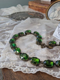 Tourmaline Green Aurora Crystal Collet Necklace - Large Oval