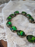 Tourmaline Green Aurora Crystal Collet Necklace - Large Oval