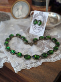 Tourmaline Green Aurora Crystal Collet Necklace - Large Oval
