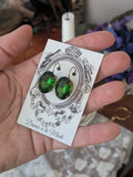 Tourmaline Green Aurora Crystal Earrings - Large Oval