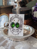 Tourmaline Green Aurora Crystal Earrings - Large Oval