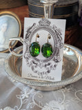 Tourmaline Green Aurora Crystal Earrings - Large Oval
