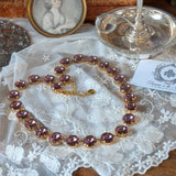 Light Purple Aurora Crystal Collet Necklace - Medium Round