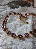 Light Purple Aurora Crystal Collet Necklace - Medium Round