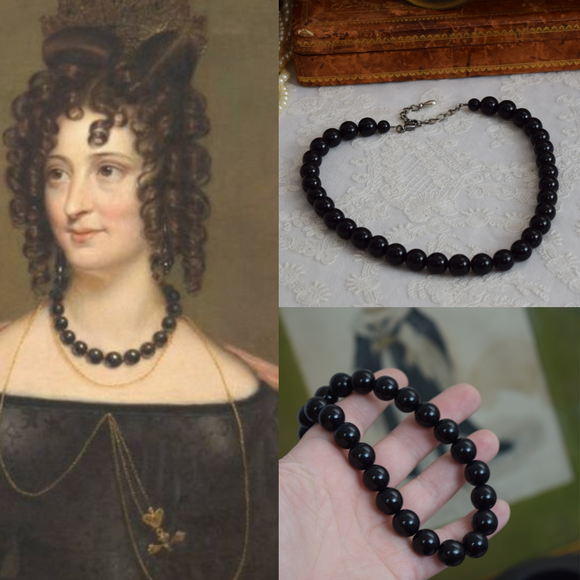 Large Black Beaded Necklace