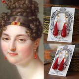 Red Coral and Pearl Teardrop Earrings