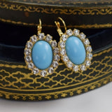 Turquoise Halo Earrings - Large Oval