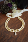 Double Strand Pearl Necklace - Medium Cream with Teardrop