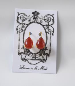 Carnelian Teardrop Earrings - Medium