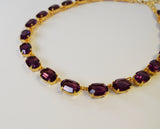 Amethyst Swarovski Crystal Necklace - Medium Oval