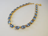 Light Blue Swarovski Crystal Necklace - Medium Oval