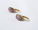 SALE! Vintage Glass Opal Earrings - Medium Oval