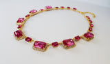 Pink Topaz Halo Necklace - Large Octagon