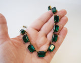 Dark Green Swarovski Collet Necklace - Medium Octagon