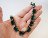 Dark Green Swarovski Collet Necklace - Medium Octagon