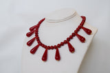 Red "Coral" Teardrop Fringe Necklace