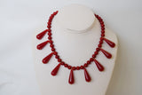 Red "Coral" Teardrop Fringe Necklace