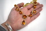 Orange Topaz Halo Riviere Necklace - large and medium ovals