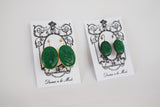 Cameo Earrings - Green Warrior Silhouette