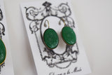 Cameo Earrings - Green Warrior Silhouette