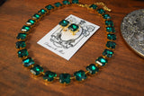 Emerald Green Collet Necklace - Medium Square