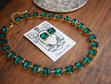 Emerald Green Collet Necklace - Medium Square