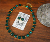 Emerald Green Collet Necklace - Medium Square