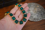 Emerald Green Collet Necklace - Medium Square