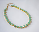 Green Opal Crystal Collet Necklace - Small Oval