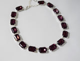 Amethyst Purple Crystal Collet Necklace - Large Octagon