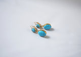 Glass Turquoise 2-stone Earrings - Small and Large Ovals