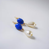 Lapis Lazuli and Pearl Dangle Earrings