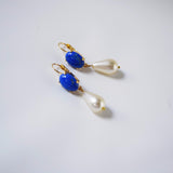 Lapis Lazuli and Pearl Dangle Earrings